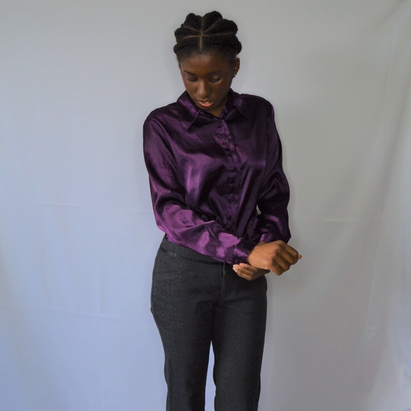 Kathie Lee Collection Tops - Kathie Lee Deep Purple Button Down Shirt